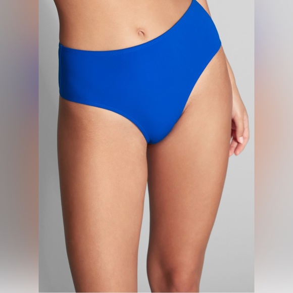 368. XL NEW HOLIPICK Sexy Blue High Waisted Silhouette Ruffled Top Bikini Set - Picture 4 of 5